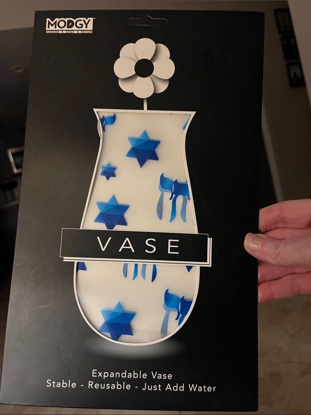 Modgy Jewish Star and Chai  Expandable Vase — Decorative Reusable Vase